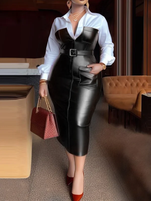 Leather Midi Dress - Image 4