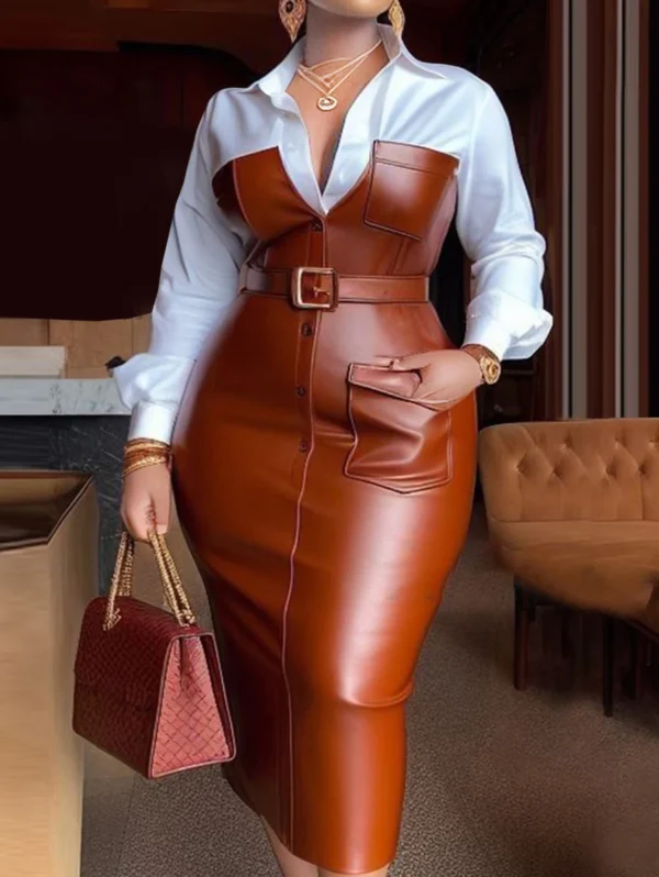 Leather Midi Dress - Image 3