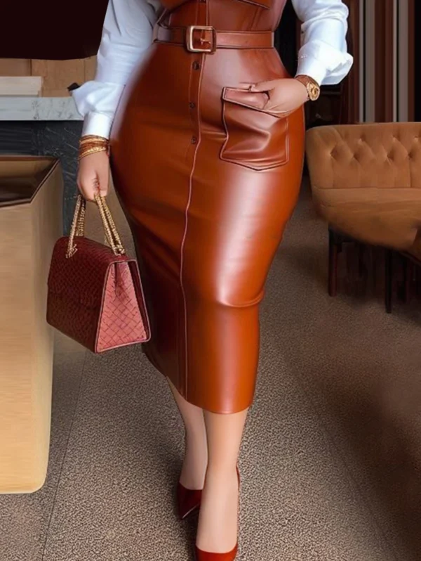 Leather Midi Dress - Image 2